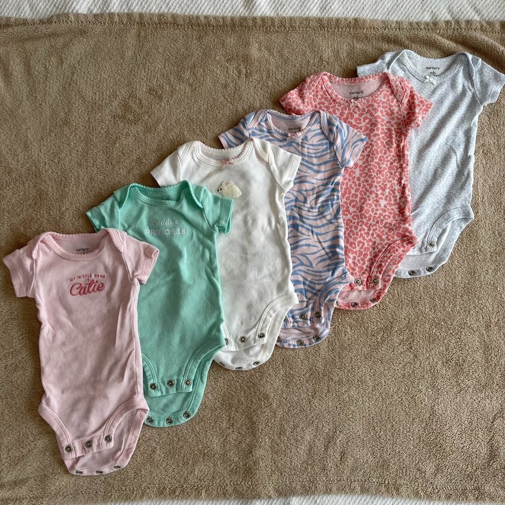 Carter's Baby Girl Newborn NB Short Sleeve Onesie Bodysuit Lot